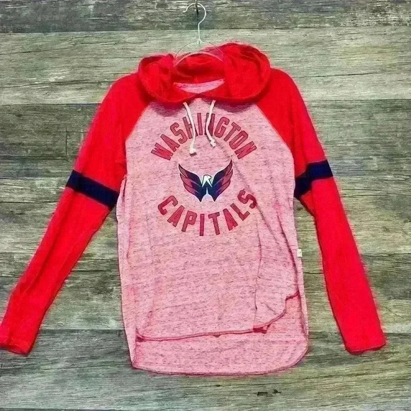 Washington Capitals Multicolored Raglan Long Sleeve Hoodie Size Large - Picture 1 of 3